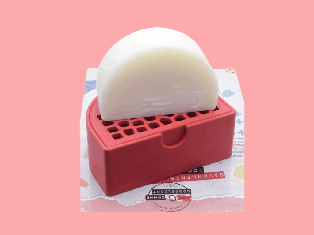 Boîte à savon rouge avec savon c comme coquelicot