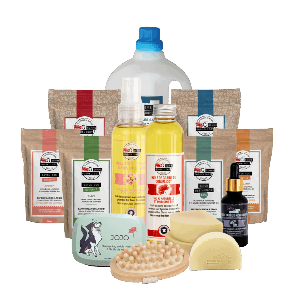 Savon, lessive, huile et savon fabriqués par C comme coquelicot à Cholet